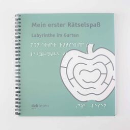 Titelblatt "Mein erster Rätselspaß", Labyrinthe im Garten, mit einem Apfel als Labyrinth